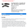 thumbnail image 2 of Front Brake Pad Set - Compatible with 2003 - 2004 Nissan Frontier 3.3L V6, 2 of 2