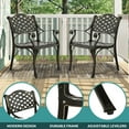 thumbnail image 2 of MEETWARM 9-Piece Outdoor Furniture Dining Set for 8, All Weather Cast Aluminum Patio Dining Set- Large 64" Square Table and 8 Chairs, Patio Table and Chairs Set for Garden, Umbrella Hole, Dark Bronze, 2 of 7