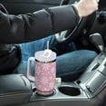thumbnail image 5 of 30 oz Tumbler with Lid and Straw Christmas Snowflakes Pink Water Bottle Insulated Cup with Handle, Stainless Steel Water Cup Fits in Car Cup Holder, 5 of 6