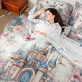 thumbnail image 4 of Erosebridal Fairy Castle Bedding Sets Twin Size,Watercolor Botanical Floral Comforter Sets with Sheets,Pink Butterfly Bed in a Bag Twin Size,Super Cozy Room Decoration Reversible,7-Piece, 4 of 6