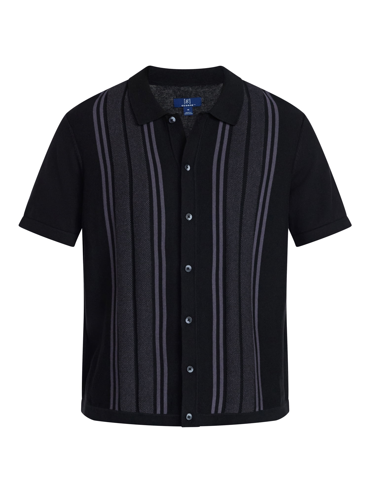 George Men’s Cotton Button Front Polo Sweater with Short Sleeves, Sizes S-3XL