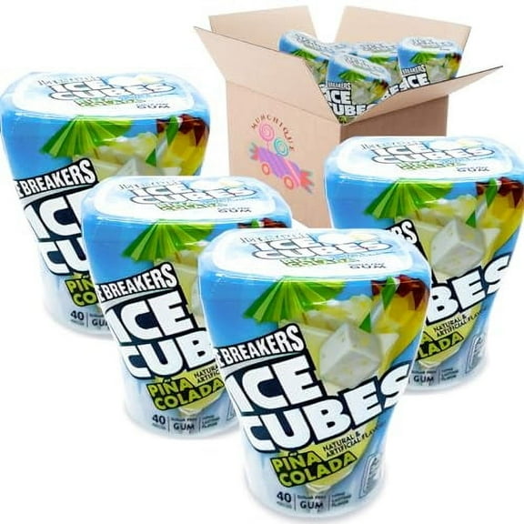Ice Breakers Ice Cubes Pina Colada Gum - 4 Pack â€“ Limited Edition Sugar Free Gum â€“ Refreshingly Cool Cubed Sugarless Gum for School, Work, Home â€“ 3.24-Ounces â€“ 40 Count Bot