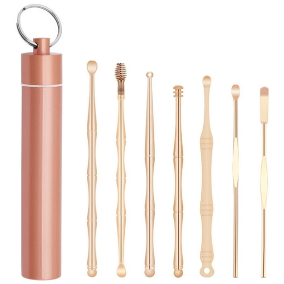 7pcs Ear Wax Removal Kit Ear Wax Remover with Stainless Steel Storage Case Earpick Ear Pick Cleaner Ear Cleaner Spoon Ear Care Cleaning Tools