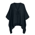 thumbnail image 5 of Sheghy Going Out Top 100%Cotton Women's Summer Solid 3/4 Batwing Sleeve Deep V Neck Loose Casual T-Shirt Top, 5 of 9
