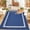 8*10ft-Dark blue/white, variant on Waterproof Outdoor Rug 9x12 Reversible Plastic Straw Rug Modern Bordered Large Floor Carpet UV Resistant Camping Mat for Outsides RV Patio Backyard Picnic Deck Grey/White