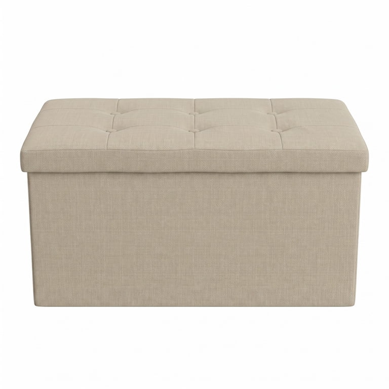 Home Design Upholstered Folding Storage Bench, Beige photo 3