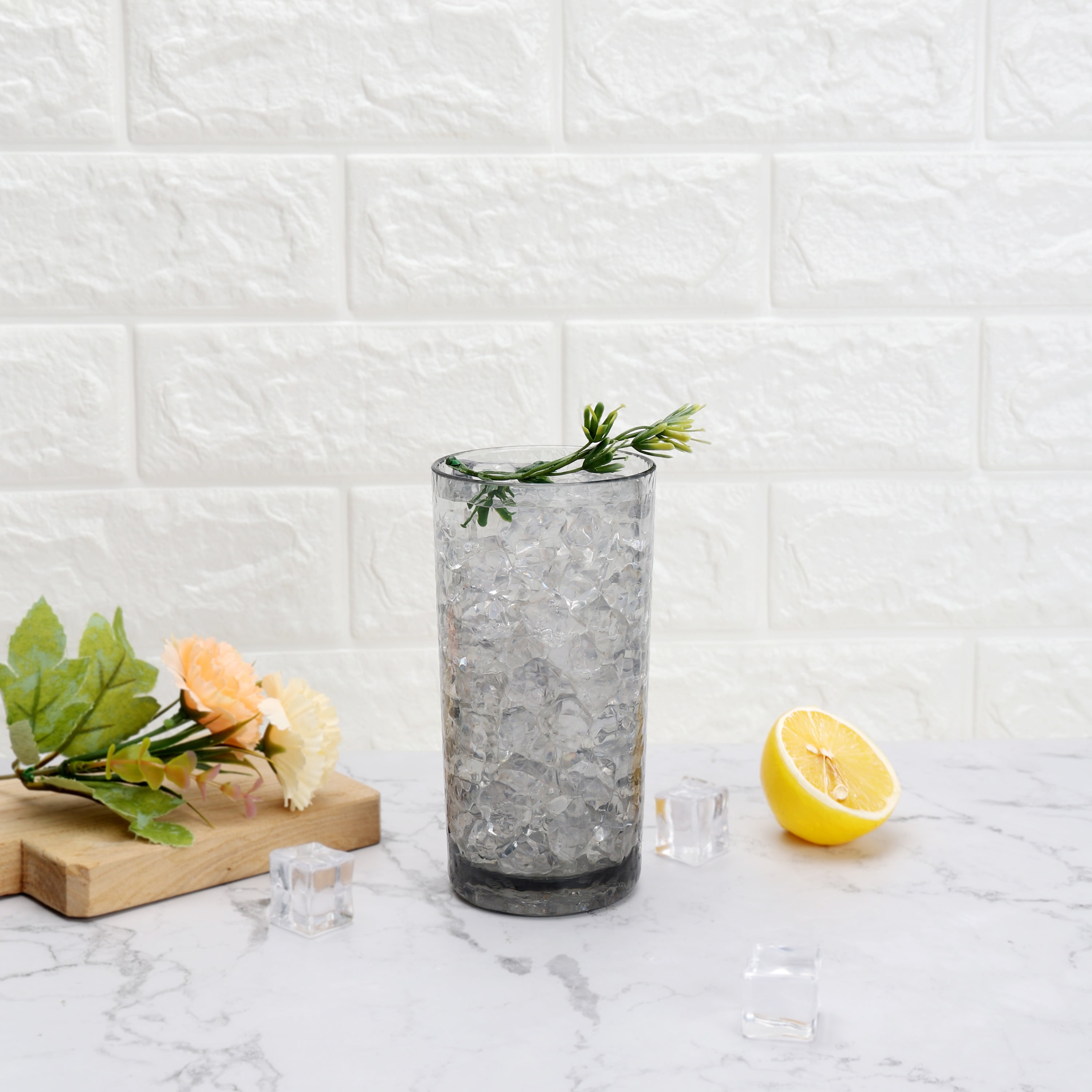 Better Homes & Gardens 16 oz Tritan Tall Hammered Tumbler, Smoke