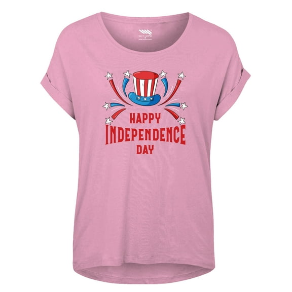4th of July Womens Crewneck Shortsleeve Cotton TShirt - Independence Day Basic Printed Patriot Shirts
