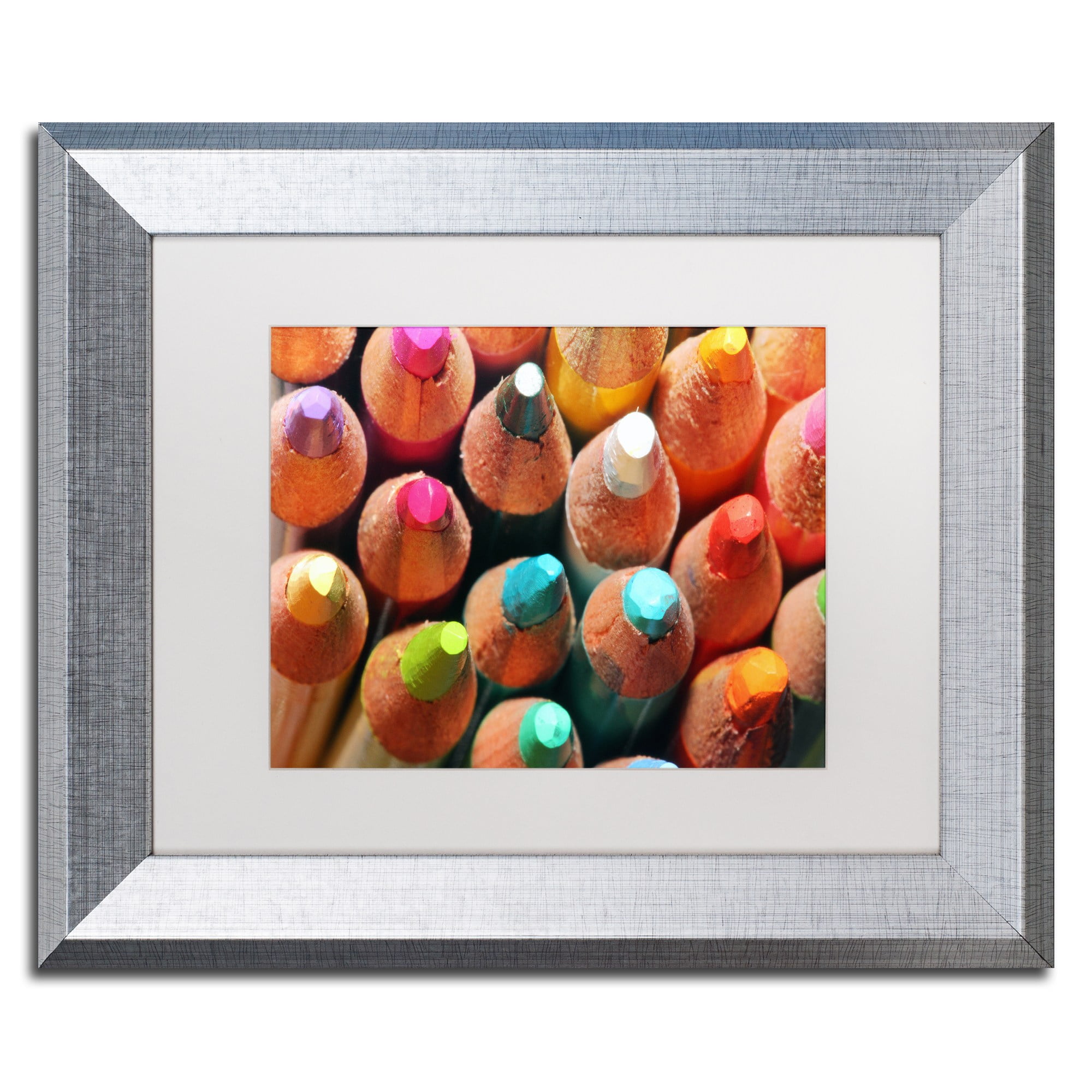 Trademark Fine Art "Pencils" Canvas Art by Jason Shaffer, White Matte, Silver Frame