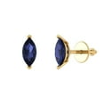 thumbnail image 2 of 1.0 Ct Marquise Cut Studs Blue Sapphire 14K Yellow Solid Solid Gold Everyday Dainty Earrings Push Back, 2 of 7