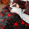 thumbnail image 4 of Castle Fairy Teens Black Red Grid Twin Bedding Sets,Plaid Checkered Bedding Comforter Set, 4 of 8