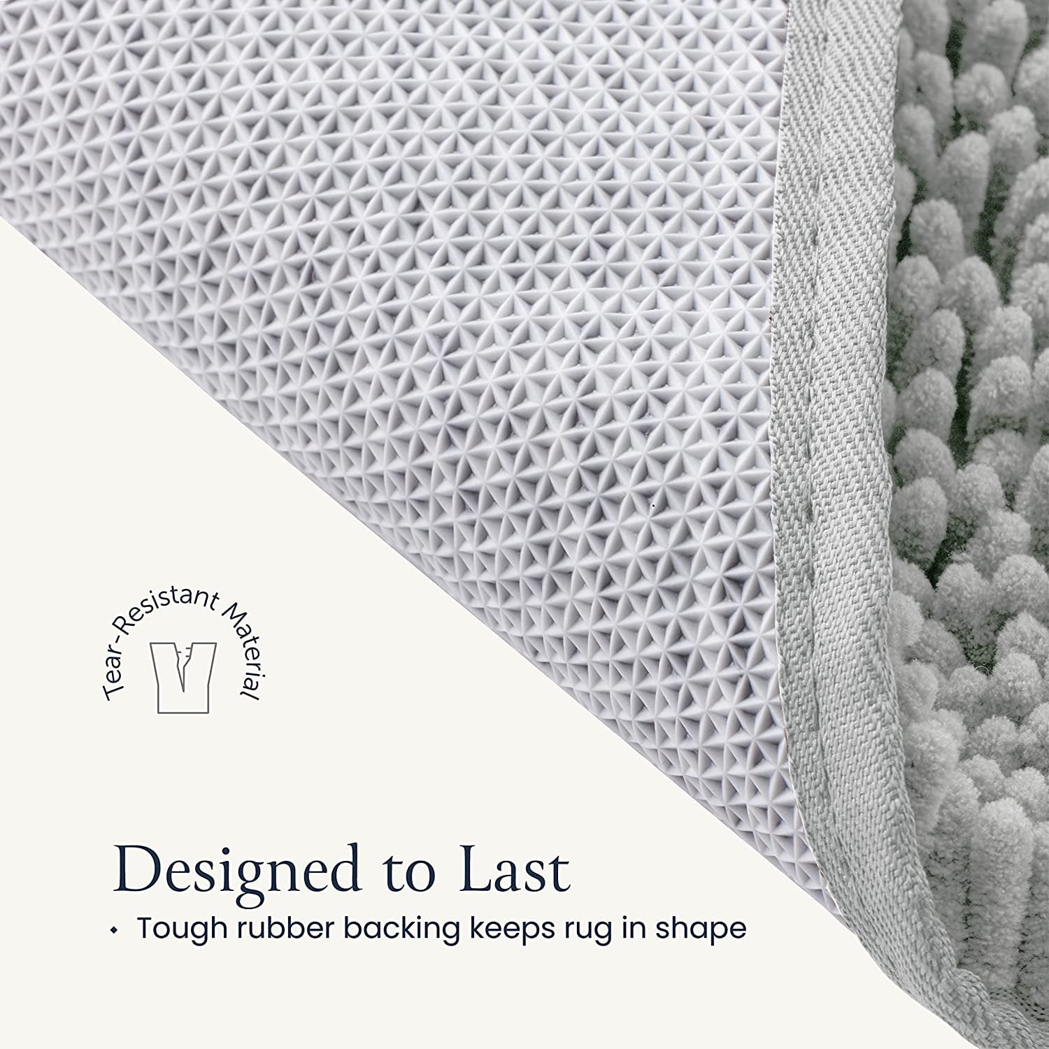 Bathroom Rugs Sets 2 Piece 24x17+30x20 Inch,Plush Bath Mat Set Quick-Dry Soft Chenille Bathroom Mat with Rubber Backing,Washable,Absorbent(Gray)