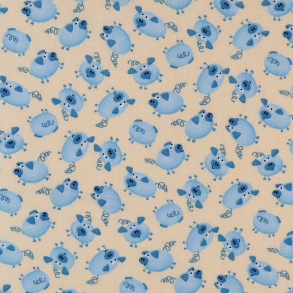 SheetWorld 100% Cotton Percale Round Crib Sheet, Blue Piggies, 42 x 42