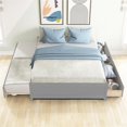 thumbnail image 2 of Full Size Bed Frame with Twin Size Trundle and Two Drawers, Solid Wood Platform Bed Frame for Kids Teens Bedroom, No Fixed Headboard Design, No Box Spring Needed, Gray 79.52''L x 57''W x 15.67''H, 2 of 7