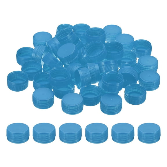 Uxcell 1.2inch Plastic Bottle Caps for Crafts, 50Pcs Bottle Screw Lids, Light Blue