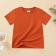 thumbnail image 2 of Curenmufel Toddler Baby Boy Girl Short Sleeve Crew Neck T Shirt Pullover Summer Basic Tee Solid Casual Clothes 12 18 Months 2T-7T(Orange,2-3 Years), 2 of 8