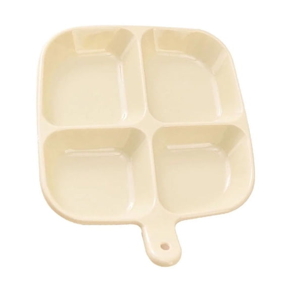 Uioepy 1 Pack Plastic Kitchen Divided Plates Reusable Food Snack Fruit Vegetable Compartment Plates with Ten Forks Beige Gray kitchen utensils A, Dinner plate*1