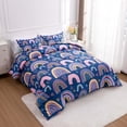 thumbnail image 6 of 3 Piece Rainbow Comforter Set Cartoon Love Hearts Suns and Stars Bedding Set for Girls Boys Kids, Twin Dark Blue, 6 of 9