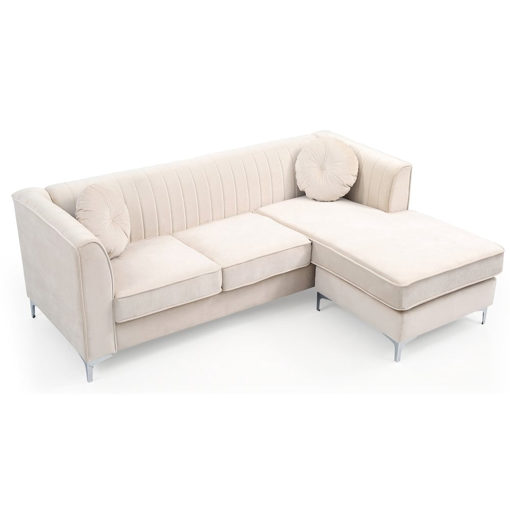 Glory Furniture Delray Sofa Chaise in Ivory Color