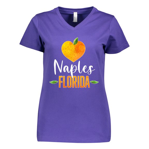 Inktastic Naples Florida Orange in Heart Women's V-Neck T-Shirt