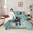 thumbnail image 4 of Feelyou Black Dog Animal Full Size Comforter Sets, Rustic Groovy Flower Bedding Sets, 3pcs, 4 of 8