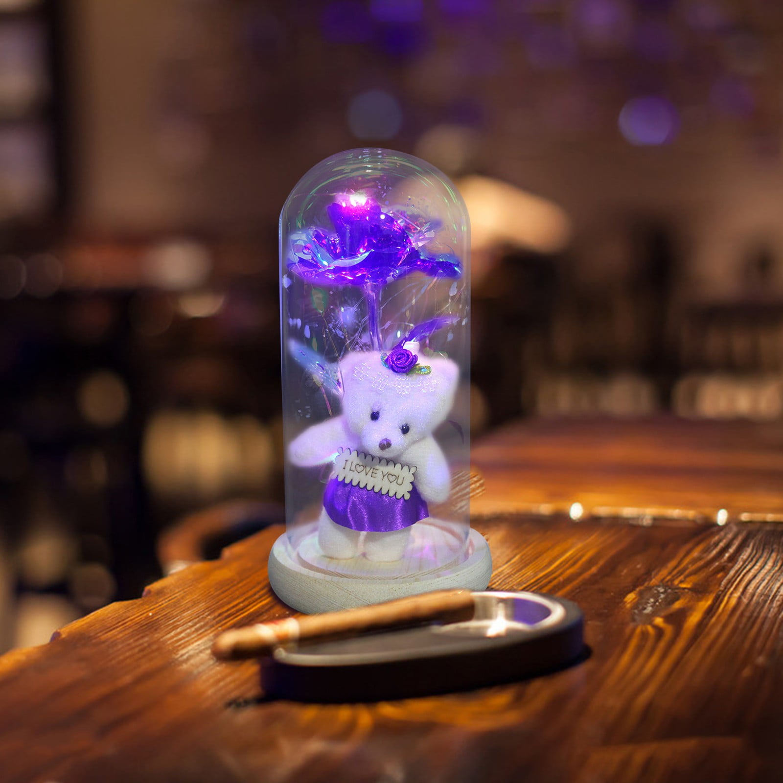 PhoneSoap Beauty and The Rose,Enchanted Flower with LED Light &Red