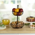 thumbnail image 5 of Pfaltzgraff Anvil Metal Wire Cage 2 Tier Fruit Storage Basket, Black, 5 of 9