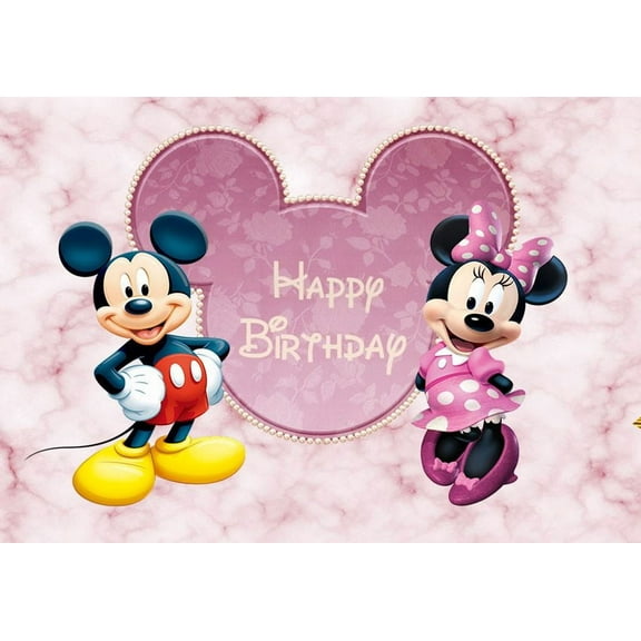 Mickey Birthday Party Banner,5 x 3ft Photography Background Vinyl Wall Decorations Supplies for Kids Boys Toddlers