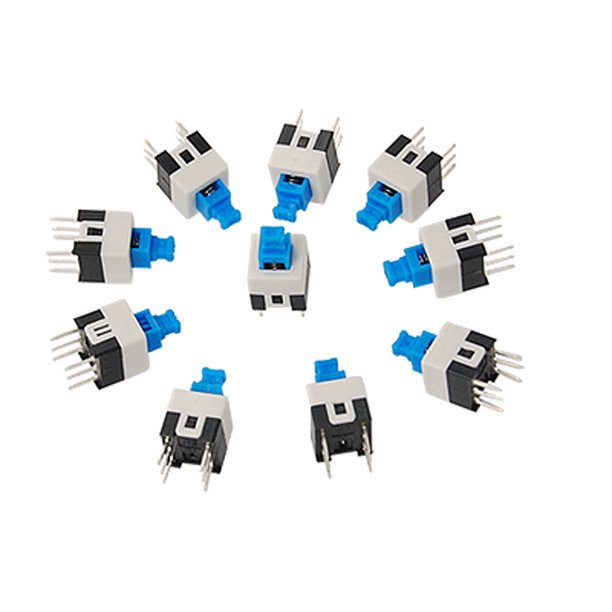 10 Piezas Interruptor de Botón Táctil de Montaje en PCB de 7 x 7 mm, Auto Bloqueo, 6 Pines
