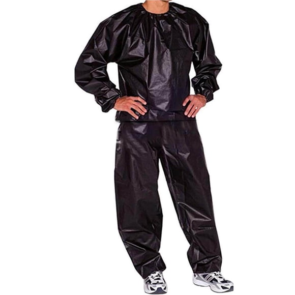 Fitness Sweat Sauna Waterproof Suit Sweat Sauna Suit Heavy Duty Weight Loss Exercise Training Windproof Warmer Clothing Bodybuilding Black 3XL