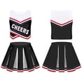 thumbnail image 5 of YIZYIF Kids Girls Schoolgirl Cheer Leader Uniform Crop Top with Pleated Skirt Dance Gym Suit Cheerleading Sports Outfit Black 14, 5 of 6