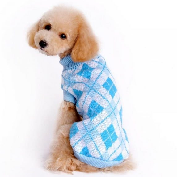 Dog Sweater Plaid Pet Cat Winter Knitwear Warm Clothes Small And Medium Dog Cold Weather Sweater