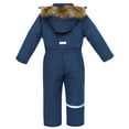 thumbnail image 3 of KAUOD Boys Girls One Piece Waterproof Snowsuits Thick Insulated Winter Outdoor Ski Jumpsuits Kids Faux-F𝐮r Hood Bib Overall, 3 of 9