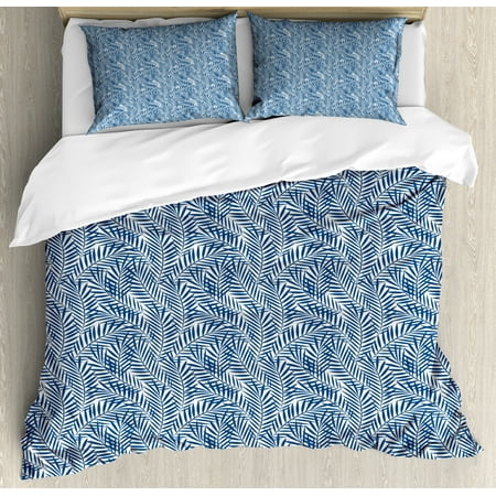 Navy Blue Duvet Cover Set Tropical Rainforest Inspirations Blue