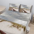 thumbnail image 2 of Ambesonne Beach Fitted & Top Sheet Set with Shams, Tropical Gulf Island, Grey Cream, 2 of 8