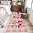 thumbnail image 3 of Spring Cherry Runner Rugs 2x6 ft Sweet Pink Plaid Linen Texture Washable Hallway Rugs Non-Slip Floor Mats Absorbent Carpet Bedside Runners for Bedroom Kitchen Bathroom Laundry Room, 3 of 9