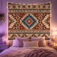 thumbnail image 2 of Southwestern Blue Stepped Medallion with Rust Panels, Nostalgic Rustic Style for Western Decor Fans, Geometric Wall Art, Housewarming Gift, Tapestry Wall Hanging for Cabin and Dorm, 2 of 7