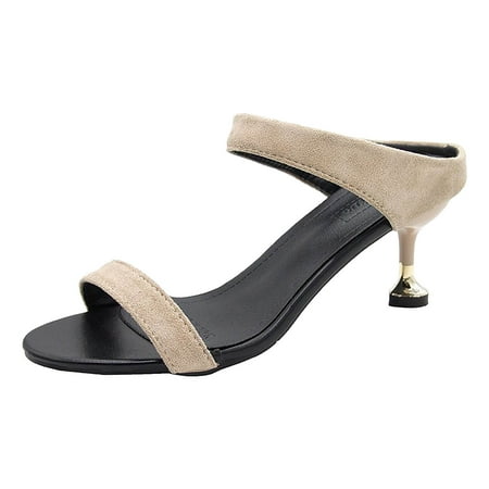 

Jsezml Sandals for Women Sexy Stiletto High Heels Elegant Dressy Sandals Open Toe Slide Sandals Slip On Mules Party Shoes