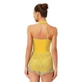 thumbnail image 2 of inlzdz Women's Shiny Sequin Jazz Latin Dance Leotard Tassel Hem Bodysuit Rumba Samba Dancing Outfit Gold XXL, 2 of 5