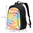 thumbnail image 2 of Travel Shoulder Computer Backpack 18 X 13.4 X 8.3in With Usb Cable And Music Jack Multi-Space Pocket Yellow Tie-Dye Background Rainbow Colors_2, 2 of 7