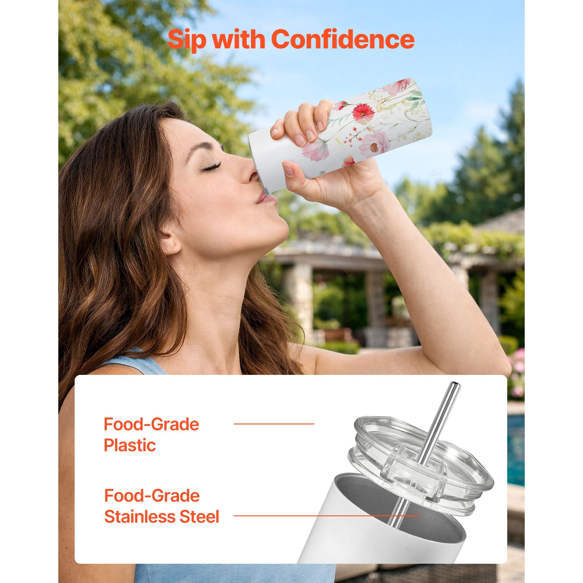 Sublimation Tumbler Bulk 20oz 304 Stainless Steel Double-Wall Vacuum Leak-Resistant with Lid Straws for DIY Custom Gifts