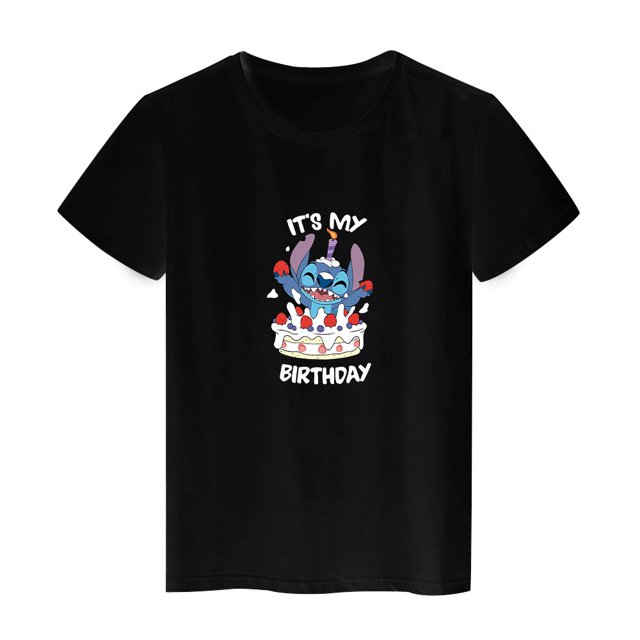 Cute Stitch Pooh Bear Disney T Shirt Women Kawaii Harajuku Summer Streetwear Black Tops Fashion Casual Femme Vetement T-shirtsM Gao Jinjia LED
