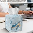thumbnail image 4 of COEQINE Facial Tissue Box Cover PU Leather Easy Refill Paper Tissue Cube Box Organizer Snap Closure Ideal for Office, RV, Outdoor Tent, Bedroom, Kitchen, Sea Turtle Jellyfish Blue, 4 of 7