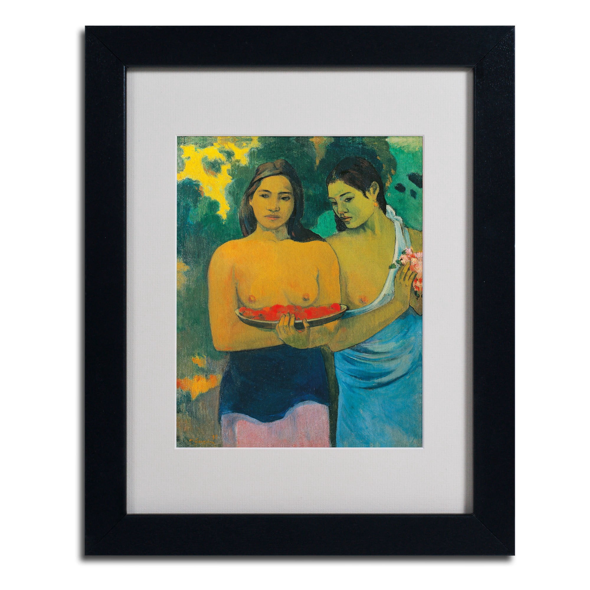 Trademark Fine Art "Two Tahitian Women 1899" Canvas Art by Paul Gauguin, Black Frame