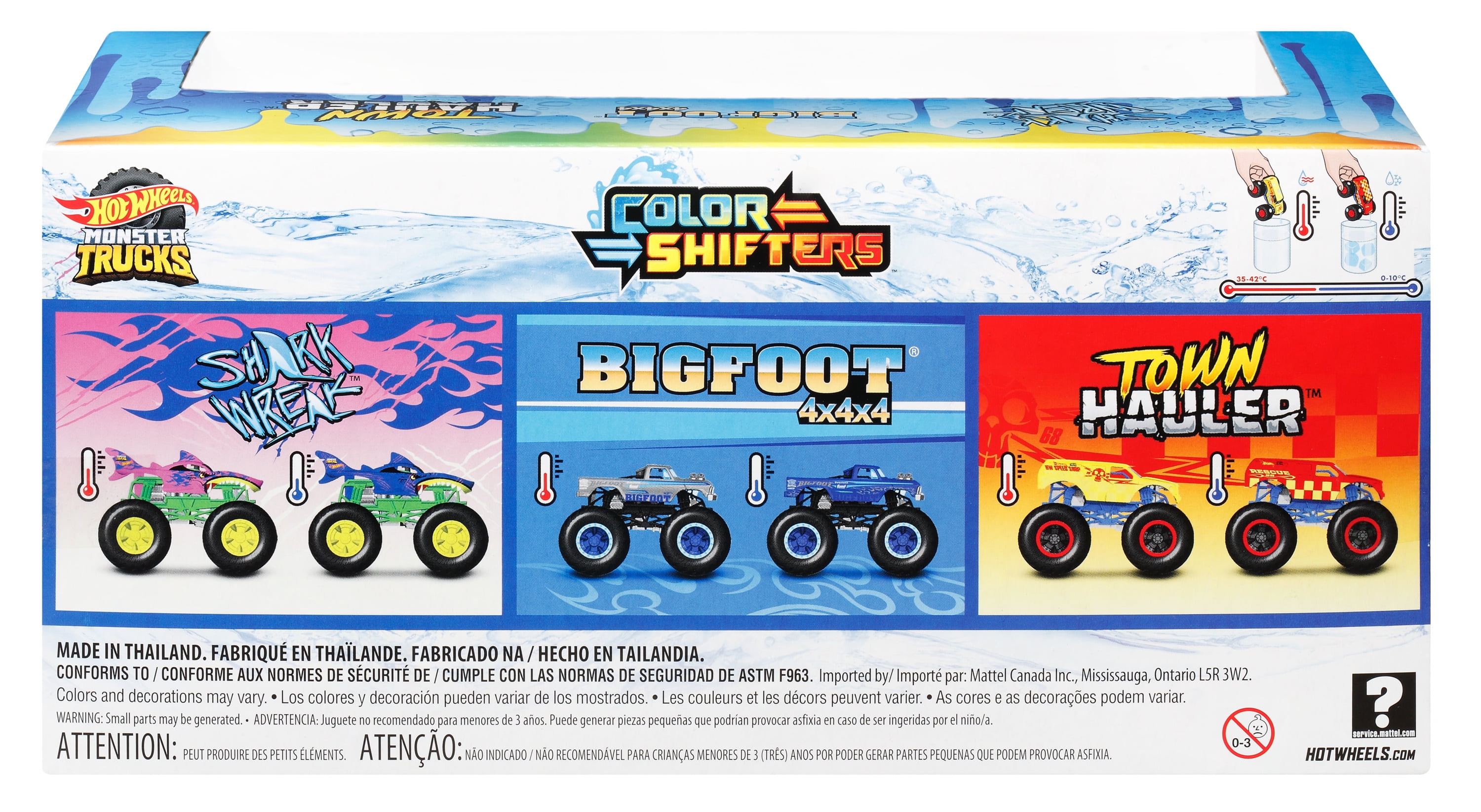 Hot Wheels Monster Trucks 1:64 Color Shifters 3-Pack, Toy Trucks for Kids
