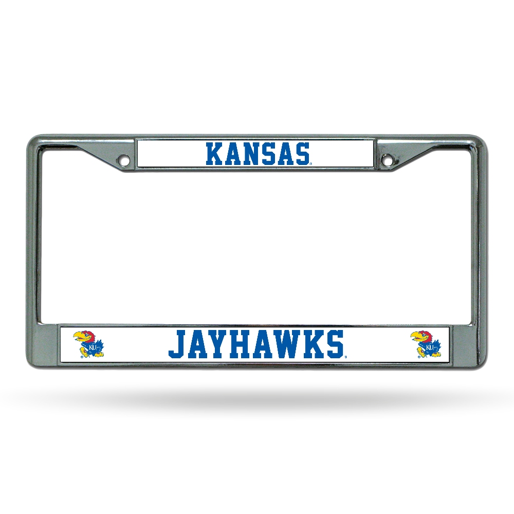 Kansas KU Jayhawks Chrome Metal License Plate Frame