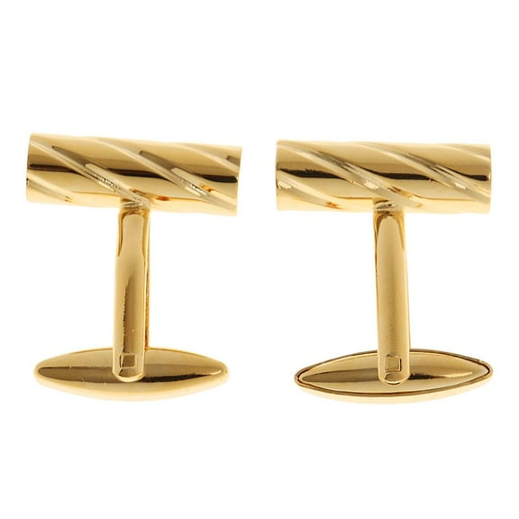 EHJRE 2pcs Men's Formal Dress Cylinder Incline Spiral Shape Shirt Cufflinks Gold