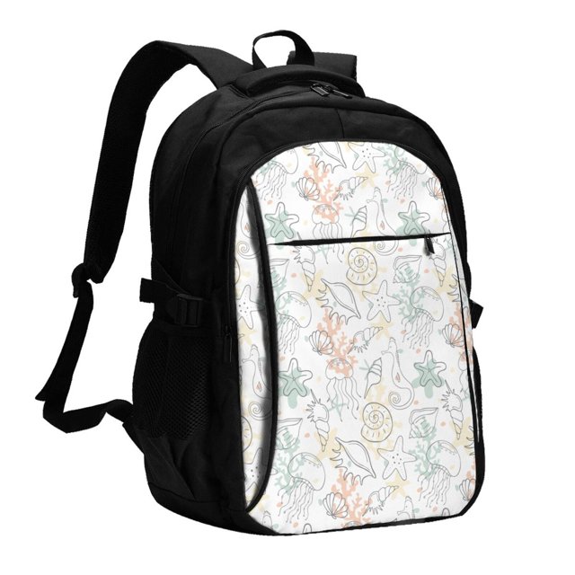 Disketp Sea Animals Mochila de Viaje Estampada para Laptop con Puerto de Carga USB, Mochila Impermeable para Computadora – Regalo para Hombres y Mujeres