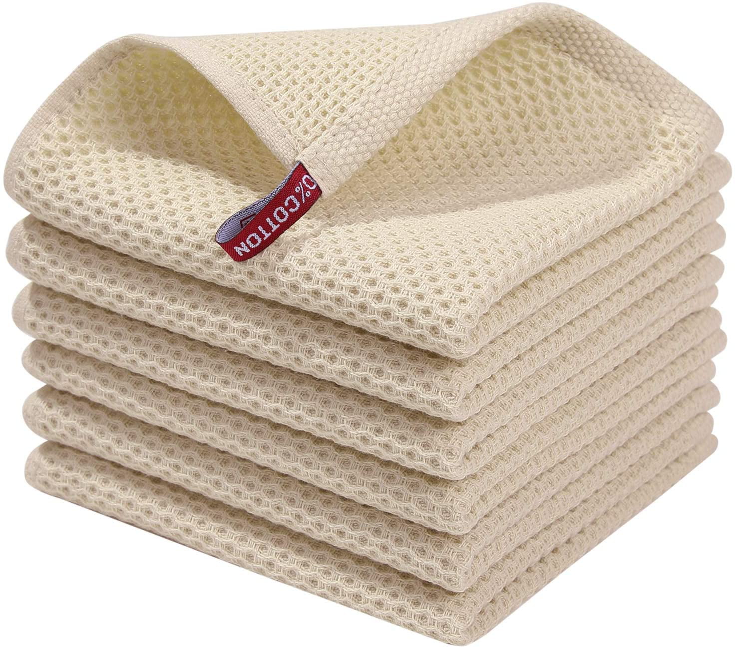 Microfiber Dish Rag Thick Waffle Weave Kitchen Dish Drying Cloth 12"x12" 6 Pack 