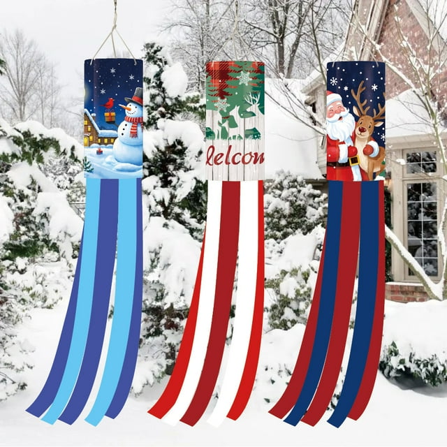 Holiday Garden Decoration Wind Tube Flag For Thanksgiving Christmas Halloween Polyester Weather Vane Flag